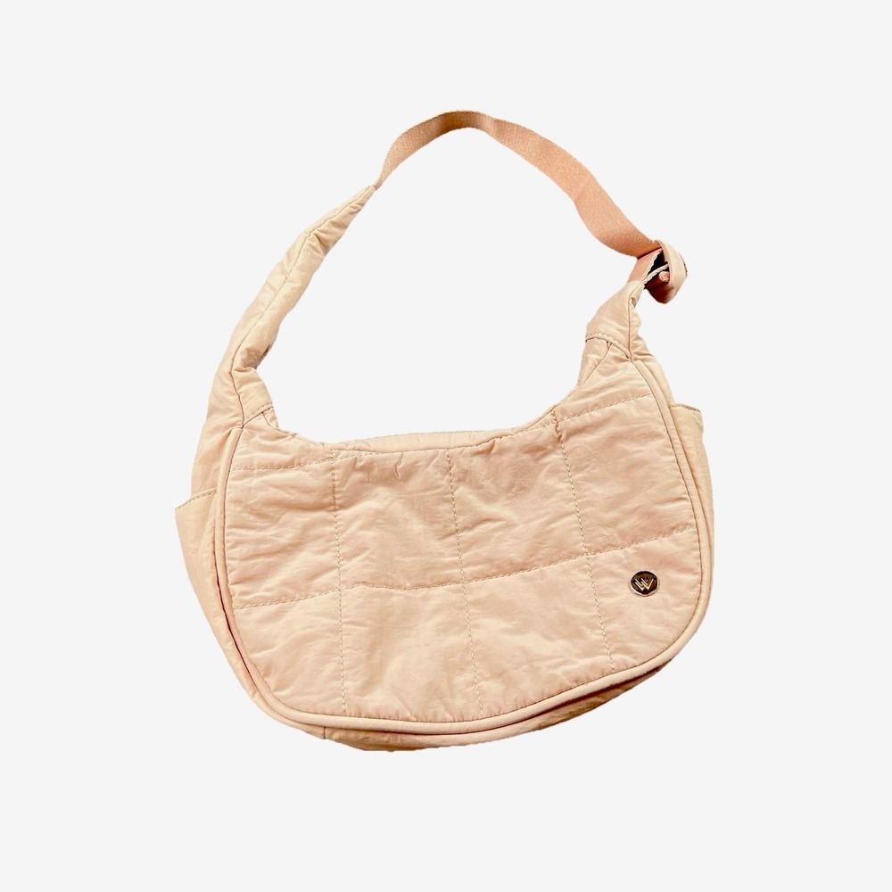 Westbronco Blush Pink Quilted Mini Hobo Bag Zip Top Adjustable Strap W Logo